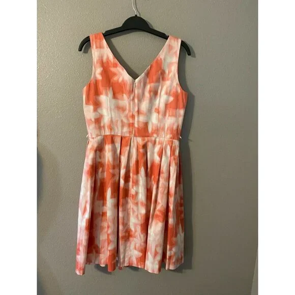 Calvin Klein Dress Pink Peach Cream 8 Medium V Neck Career Church Stretch Cotton - Picture 5 of 7